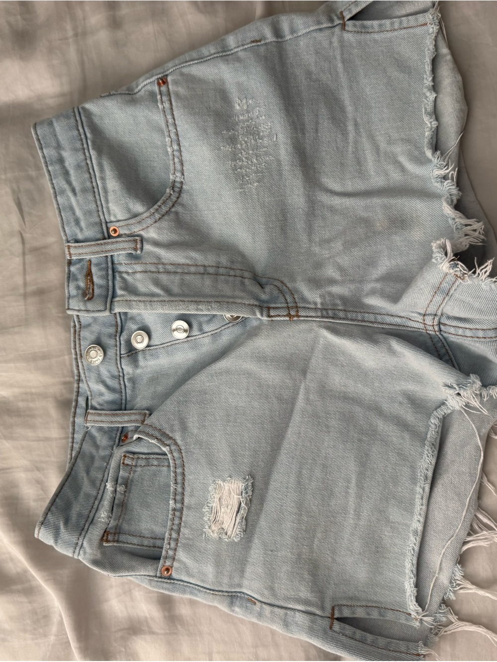 wild fable Light Blue Distressed High-Rise Jean Shorts